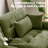 SoarTalent 93.7" Modern Oversized Modular Sectional Sofa 2-Seater Loveseat L-Shaped Cloud Couch with Ottoman,Pillows and Overthick Cushion for Living Room,Home Theater,Apartment,Velvet,Olive Green SoarTalent