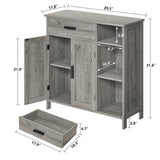 WEENFON Storage Cabinet, Bathroom Cabinet with Drawer, Coffee Bar Cabinets with Doors and Shelves, Freestanding Cupboard for Living Room, Grey UNSNG086CV1 WEENFON