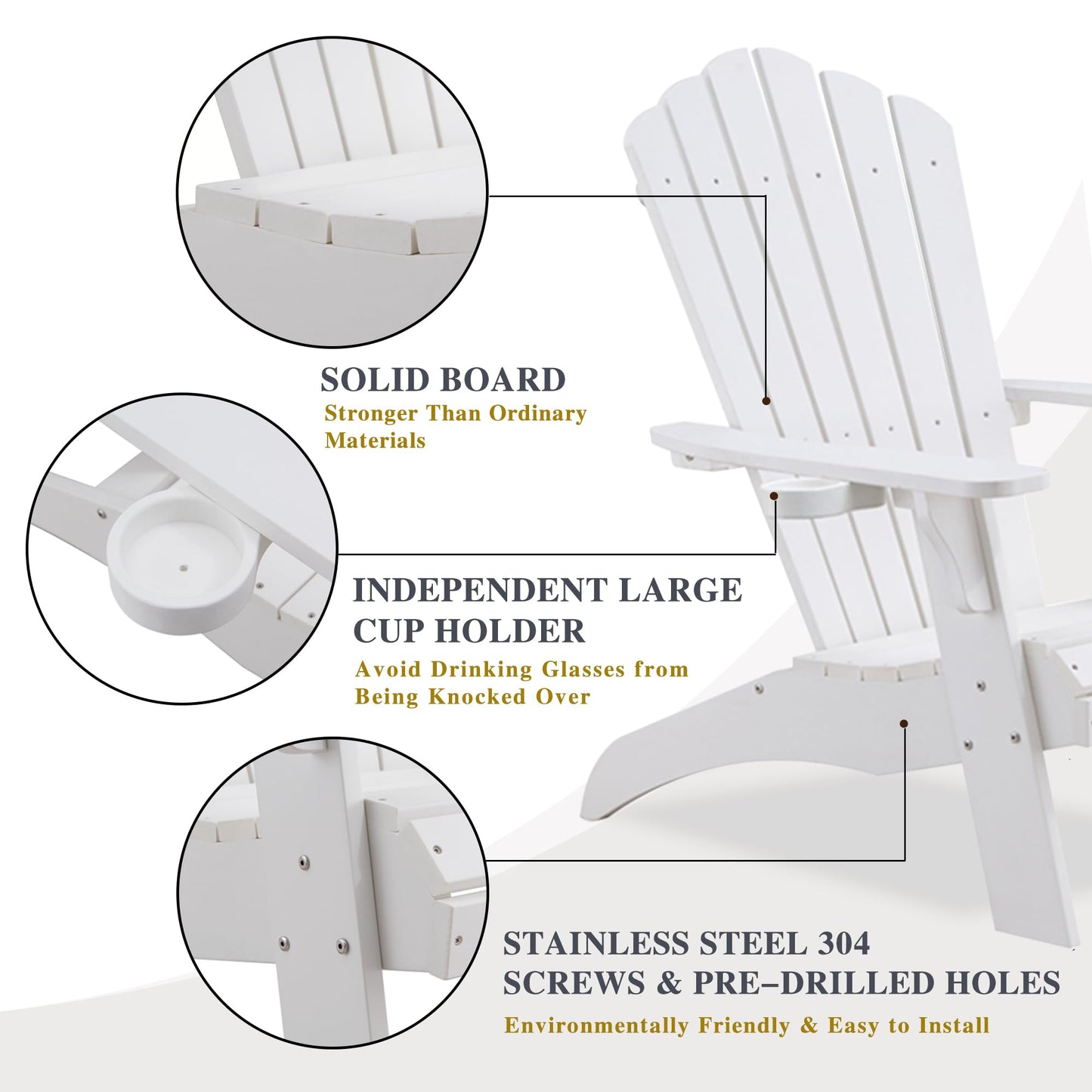 Psilvam Adirondack Chair, Oversized Poly Lumber Fire Pit Chair with Cup Holder, 350Lbs Support Patio Chairs for Garden, Weather Resistant Outdoors Seating, Relaxing Gift for Father & Mother ( - WoodArtSupply