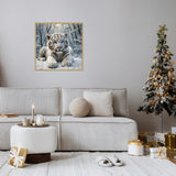 CHWGLFGG 5D Diamond Art Kits for Adults Beginners, White Tiger Diamond Painting Kits, DIY Winter Full Round Drill Paint by Diamonds Dot Gem Art for Adults, Home Wall Decor 13.7X 13.7 Inch CHWGLFGG