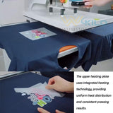 16x24 Pneumatic Dual Heat Press Machine Auto Sliding & Up-Open - Industrial Heat Transfer Double Station Automatic Press with Infrared Positioning for T-Shirt Sublimation Printing WUMSTOT