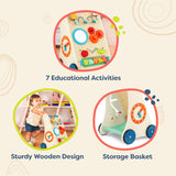 B. toys- Little Learning Steps- Wooden Activity Walker – 7 Educational Activities – Learning & Walking Toy for Toddlers – Stand, Push, Walk – 1 Year + B. toys