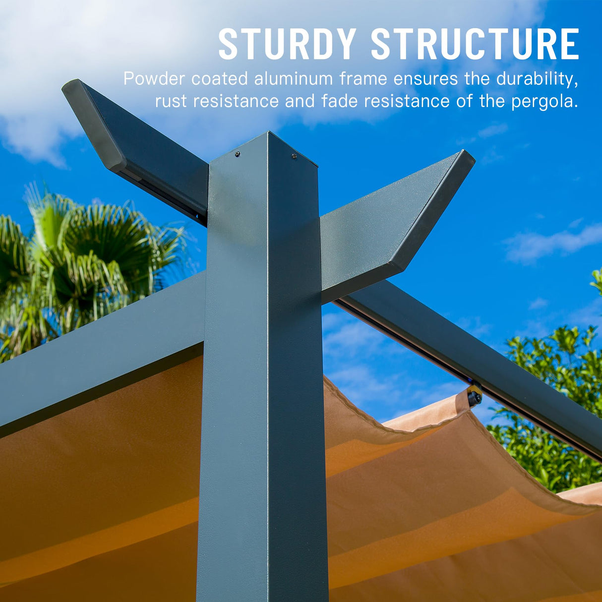 Domi 10' x 13' Outdoor Retractable Pergola, Modern Grape Trellis Pergola with Sun Shade Canopy, Patio Aluminum Shelter for Garden Porch Beach Yard domi outdoor living