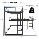 PVWIIK Triple Bunk Bed with Built-in Ladder and Full-Length Guardrails for 3 Kids,Metal L-Shaped Bunk Bed,Space Saving Design, No Box Spring Needed, Black PVWIIK
