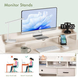 Catrimown Computer Desk with Drawers and Hutch, Farmhouse Home Office Desk Writing Table Wood Executive Desk Student Desk with File Drawer for Bedroom, Small Space, Milky White Catrimown