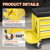 PM PERFORMOTOR 3-Drawer Tool Chest Rolling Mechanic Seat with Tool Trays,350lbs Max Weight Capacity, Yellow,PM-TOL-RST1-YL PM PERFORMOTOR