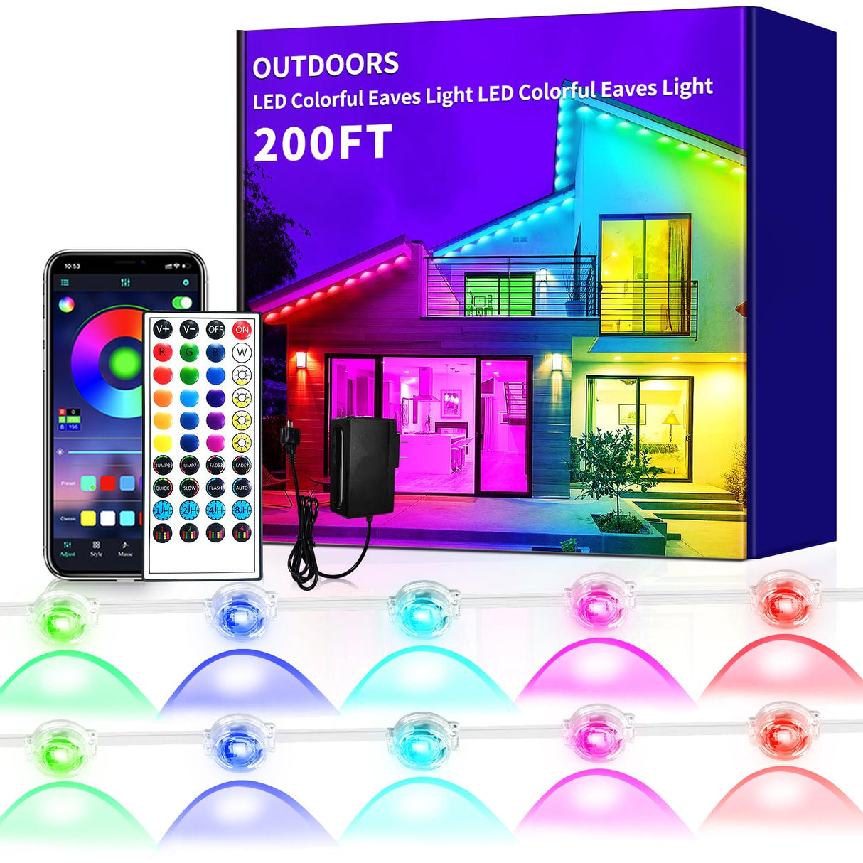 Yocrostar 200ft Permanent Outdoor Light,RGB Eaves Lights with App Control Remote,DIY IP67 Waterproof led Lights,Outside Light for House,Halloween,Roof,Garden,Christmas Decorations Yocrostar