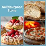 Pizza Stone for Oven, Grill, BBQ - Round 5/8 Inch Extra Thick Baking Stone w/Safe & Even Heating - XL 16.5" Pan for Crispy Crust, Made of Heavy Duty Cordierite can Withstand 550+ Degrees Fahrenheit CucinaPro