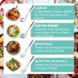 Pleafind 4-Pcs Cooking Utensils Set, Stainless Steel Kitchen Utensils, Wok Utensils Set Include Wok Ladle, Slotted Spoon, Wok Spatula and Slotted Spatula, Dishwasher Safe Pleafind