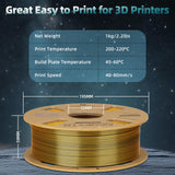 AICOPYTO Dual Color Silk PLA 3D Printer Filament 1.75mm,Dual Color 2-in-1 Gold-Black Silk Filament 1KG Spool (2.2lbs) Dimensional Accuracy Probability +/- 0.02mm Fit Most FDM 3D Printers, Black-Gold AICOPYTO