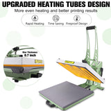 CoolSub Heat Press 15x15 Slide Out Heat Press Machine, Industrial Digital Heat Transfer Machine Sublimation for T-Shirt Green White CoolSub