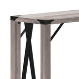 Taylor & Logan Willard Gray Wash Wood Two Tier Modern Farmhouse Console Table with Black Metal Corner Accents and Cross Bracing Taylor & Logan