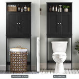 Baztin Over The Toilet Storage Cabinet, Over The Toilet Cabinet for Bathroom with Inner Adjustable Shelf and Top Open Storage Above Toilet Cabinet Behind The Toilet Bathroom Organizer, Black Baztin