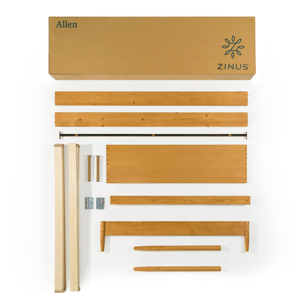 ZINUS Allen Mid Century Wood Platform Bed Frame, Solid Wood Foundation, Wood Slat Support, No Box Spring Needed, Easy Assembly, Twin Zinus