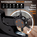 Desktop Leather Belt Hole Puncher Tool - Easier to Use Tabletop Design for Watch Band, Handbag Strap. Heavy Duty Carbon Steel, Precision 6 Sizes Hole Punch for Fabric, Crafts, Easy DIY PRO-MASTER SMART & SIMPLE