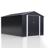Polar Aurora 8 x 12 FT Outdoor Storage Shed, Metal Garden Shed with with Updated Frame Structure, Tool Sheds for Backyard Garden Patio Lawn Black Polar Aurora