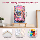 MOGTAA Pink Car Paint by Numbers Kit for Adults Beginners with Frame, Flowers Adult Paint by Number Kits on Canvas with Easel, Easy DIY Oil Painting Kits for Home Decor, 8x12in MOGTAA