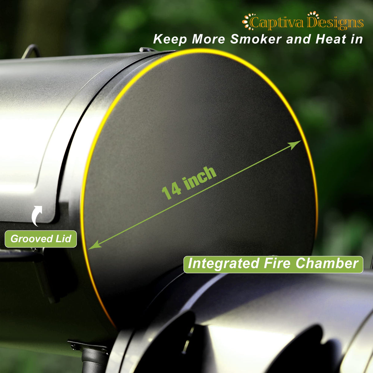 Captiva Designs Charcoal Grill with Offset Smoker, All Metal Steel Made Outdoor Smoker, 512 sq.in Cooking Area, Best Combo for Outdoor Garden Patio and Backyard Cooking Captiva Designs