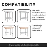 DuraSteel Galvanized Legs for Work Table - 33.5 inch Replacement Galvanized Legs - Fits Commercial Food Prep Stainless Steel Utility Table or Maple Wood Worktable, Silver DuraSteel