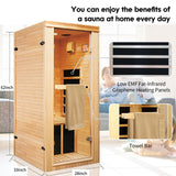 Infrared Sauna for Home Sauna Room Dry Sauna for Home 980W Indoor Sauna for Single Person Hemlock Wood Sauna with 110V Heaters Panels 1 Person Low EMF Far Infrared Sauna with LCD Control in Home Sauna HOSAUNA