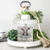 Funny Farmhouse Bathroom Wooden Box Sign Desk Decor Cow Wood Block Plaque Box Signs Farmhouse Box Sign for Home Bathroom Shelf Table Decoration (5 X 5 Inch) POPIPU ART