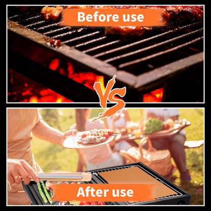 WIBIMEN Grill Mats for Outdoor Grill, Copper 7pcs Grill Mat, 100% Non-Stick PFOA Free 15.75 x 13", Heavy Duty, Reusable and Easy to Clean - Gas Charcoal & Electric BBQ