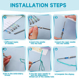 8 Pcs Embroidery Stitching Kit - Punch Needles, Cross Stitch Tools with 4 Colors Thread Mayboos