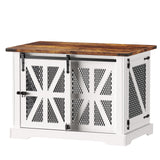 VOPEAK Farmhouse Dog Crate Furniture, Heavy Duty Large Dog Crate for Medium Large Dogs, XL Dog Crate Dog Kennel Indoor with Double Doors, Chew Resistant End Table for Bedroom Living Room, White VOPEAK