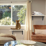 Cat Wall Shelves Set of 2, Wood Cat Shelves for Wall, Cat Wall Bed Hammock with Scratching Pad, Cat Climbing Shelf for Sleeping Playing, Cat Window Perch for Big Cats, Burlywood Cat Furniture Indoor GADKE