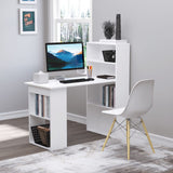 HOMCOM 47" Modern White Home Office Desk with 6-Tier Storage Shelves HOMCOM