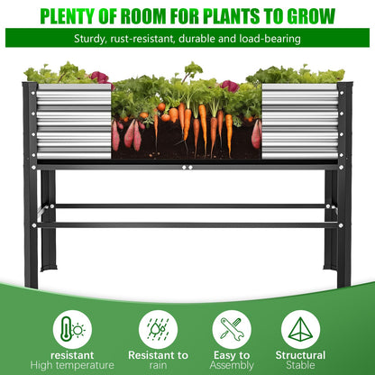 Doniks Raised Garden Bed with Legs, 48×24×32in Large Outdoor Metal Galvanized Garden Planting Box, 600lb Capacity for Vegetables Lawn Green Flowers, Fruits, Terrace