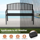 Granper Garden Bench, 50" Outdoor Bench, 660LBS Wrought Iron Porch Bench, Patio Bench with Armrests for Garden Lawn or Yard, Black Granper