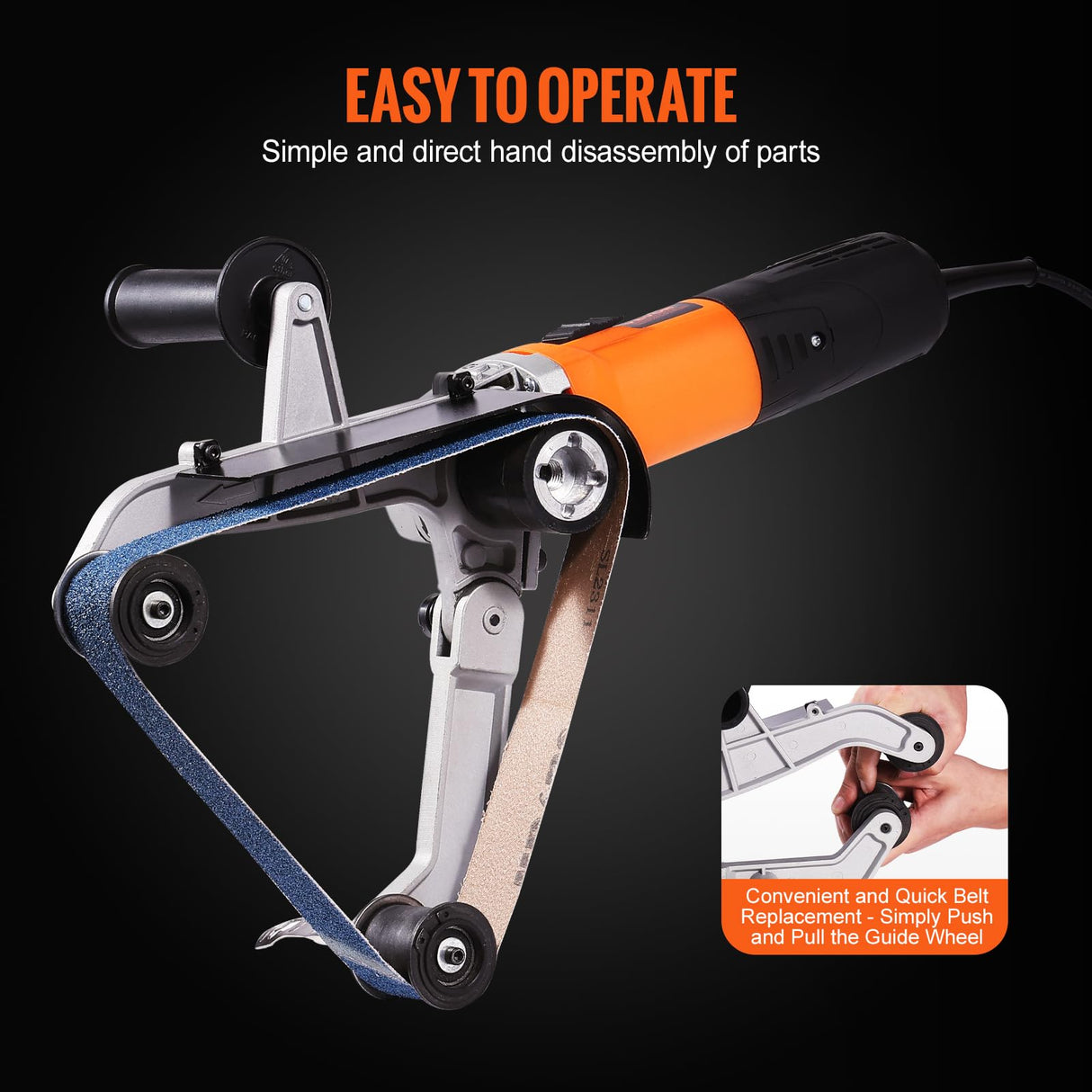 VEVOR Pipe Tube Polisher Sander, 1000W Pipe Belt Sander with 6 Variable Speeds 1100-3200rpm, Professional Belt Sander Grinding Machine with 50PCS VEVOR