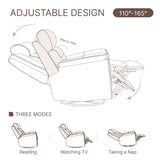 KISLOT Leather Recliner Chair, 360° Swivel Rocker for Adults Manual Rocking Reclining Chair with Adjustable Backrest Footrest for Living Room Bedroom Home Theater Seating KISLOT