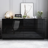 Homsee Large 8 Drawer Double Dresser with LED Light, Modern Dresser Chest of Drawers with High Gloss Surface for Bedroom, Black (63”W x 15.7”D x 30.9”H) Homsee