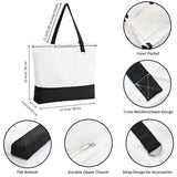HWJH 6 Pack Canvas Tote Bags with Zipper, Blank Reusable Grocery Bags, Widened Washable Bag With Inner Pocket, Shopping Travel large tote bags for DIY Heat Transfer, Birthday Gifts for Women (Black) HWJH