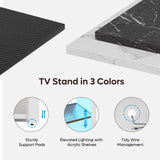 Bestier LED Tall Entertainment Center, 55 inch TV Stand for 55/60/65 inch TV, TV Console with Storage for PS5, Media TV Cabinet with Adjustable Shelf for Living Room, White Marble Bestier