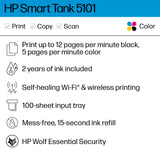 HP Smart Tank 5101 Wireless All-in-One Ink Tank Printer with 2 years of ink included,Print, scan, copy, Best-for-home, Refillable ink tank (1F3Y0A) HP