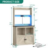 YITAHOME Bakers Rack Cabinet, Microwave Stand with Power Outlet & RGB LED Lights, Farmhouse Coffee Bar Station with Storage, 5-Tier Kitchen Pantry Hutch for Dining Living Room,White Walnut Grain YITAHOME