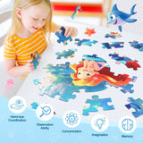 DIGOBAY Floor Puzzles for Kids Ages 3-5, 70 Pieces Mermaid Jigsaw Puzzle for Toddler Girls Ages 3 4 5 6 7 8 Year Old, Large Round Underwater Princess Puzzle Educational Learning Toys Birthday Gift DIGOBAY