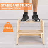 Toddler Step Stool, Wooden Height-Adjustable 2-Step Stool for Kids, Potty Training Stool with Handles for Bathroom Sink, Kitchen, Bedroom Woodure