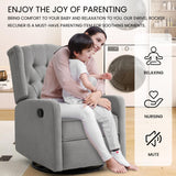 360 Swivel Rocker Recliner Chair for Adults, Nursery Chair for Small Spaces Living Room, Upholstered Fabric Glider Recliner, Pigeon Grey RESTREAL