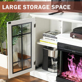 Breezestival Fireplace TV Stand with All-Sided Glass Electric Fireplace,59'' Entertainment Center with Farmhouse Glass Door Storage Cabinet, for TVs up to 65", White Breezestival