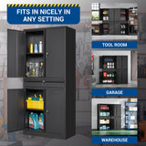 Fesbos 71" Metal Cabinet-Black Heavy Duty Storage File Cabinet Steel Tool Cabinets with Shelves, Lockable Doors and Drawers- for Garage, Pantry, Warehouse - Assembly Required Fesbos
