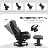 HOMCOM Massage Recliner Chair with Ottoman, 360° Swivel Recliner and Footstool, 10 Point Vibration, PU Leather Reclining Chair with Side Pocket and Remote Control, Black HOMCOM