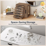 HOOBRO Jewelry Box for Women, Jewelry Organizer Box, 6-Tier Wooden Jewelry Box, Jewelry Case with Side Transparent Window, Creative Gift, for Earring, Necklace, Bracelet, Walnut and Black BH12JB04 HOOBRO