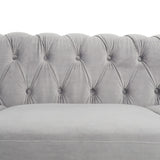 ONCIN Velvet Chesterfield Sofa, 84'' Modern Tufted 3 Seater Couch with Scroll Arms and Wood Legs for Living Room Bedroom (Gray), Grey Velvet, 84 In Chesterfield Sofa ONCIN