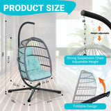 LEVELEVE Egg Chair with Stand,Patio Rattan Wicker Hanging Swing Egg Chair Hammock Chair for Bedroom Porch Garden,Thickened Aluminum Alloy Steel Frame and UV Resistant Cushion,350LBS Capacity LEVELEVE