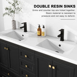 LUCKWIND 60" Bathroom Vanity with Sink, Modern Painted Bathroom Storage Cabinet with Ceramic Basin Sink Top, Faucet and Drawers, Mirror is Not Included, Black LUCKWIND