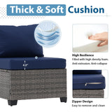 JOIVI Patio Furniture Set with Coffee Table - Flexible 6 Piece PE Wicker Rattan Outdoor Sofa Configuration, Enhanced Comfort with Additional Cushion Covers, Ideal for Family Game Nights, Blue JOIVI